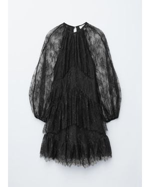 & Other Stories Lace Frill Mini Dress - Black