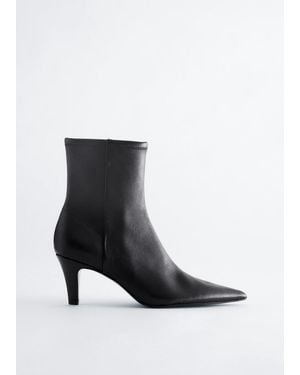 & Other Stories Pointed Toe Leather Ankle Boots - White