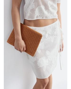 & Other Stories Raffia Straw Flat Pouch - White