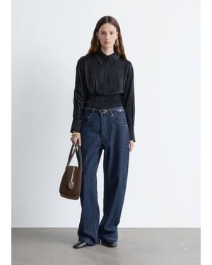 & Other Stories Tapered Satin Shirt - Blue