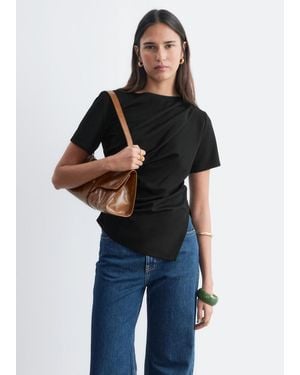 & Other Stories Draped Asymmetric T-Shirt - Black
