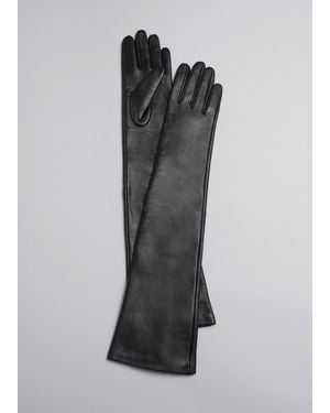 & Other Stories Long Leather Gloves - Grey