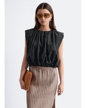 & Other Stories Gathered Cropped Top - Black