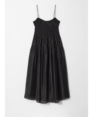 & Other Stories Ruched Midi Dress - Black