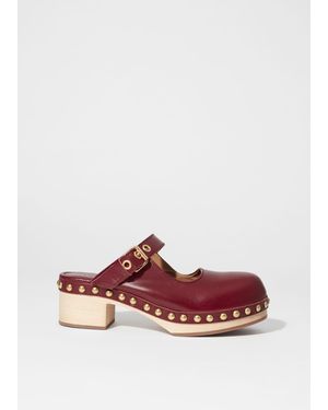 & Other Stories Mary-Jane Leather Mules - Red