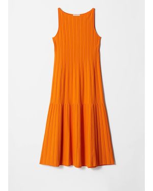 & Other Stories Rib-Knit Midi Dress - Orange
