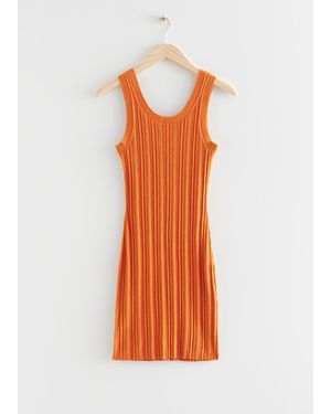 & Other Stories Ribbed Tank Midi Knitted Dress - Orange