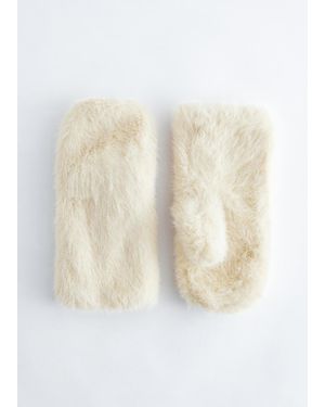 & Other Stories Faux Fur Mittens - White