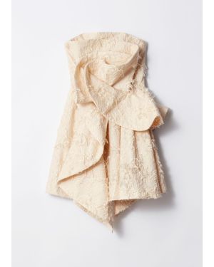 & Other Stories Ruffled Jacquard Mini Dress - Natural