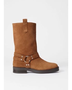 & Other Stories Suede Biker Boots - Brown