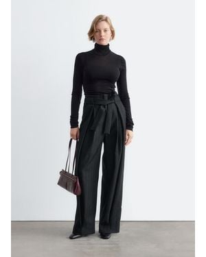 & Other Stories Paperbag Wool Trousers - Black
