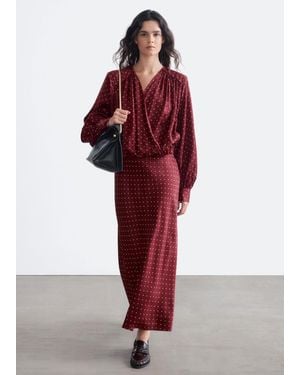 & Other Stories V-Neck Wrap Dress - Red