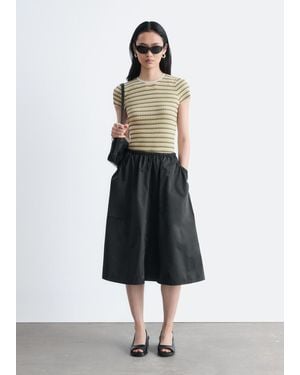 & Other Stories Gathered Twill Midi Skirt - Black