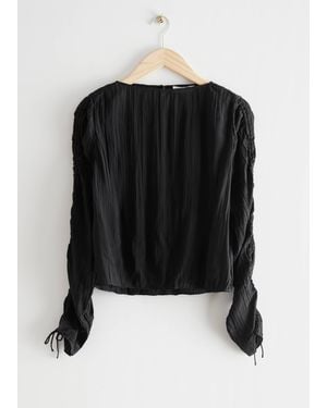 & Other Stories Crinkled Top - Black