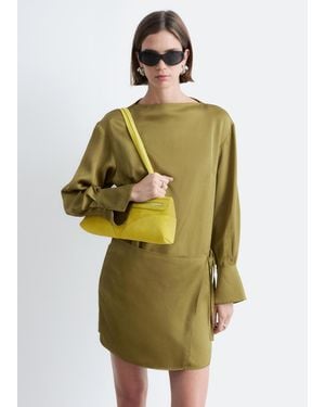 & Other Stories Satin Tie-Closure Mini Dress - Green