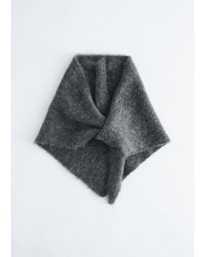 & Other Stories Mohair-Blend Brushed Triangle Scarf - Grey
