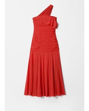 & Other Stories One-Shoulder Chiffon Maxi Dress - Red