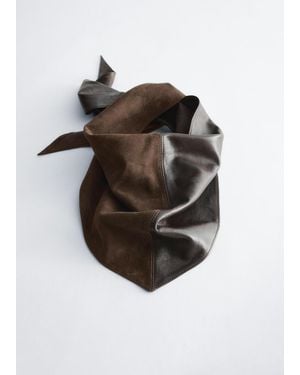 & Other Stories Leather-Suede Triangle Scarf - Black