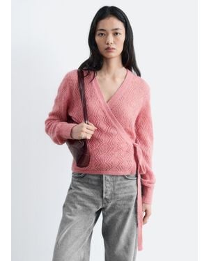 & Other Stories Mohair-Blend Pointelle Cardigan - Red