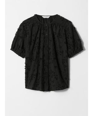 & Other Stories Oversized Puff-sleeve Blouse - Black