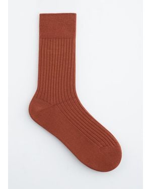 & Other Stories Silk-Blend Ribbed Socks - Brown