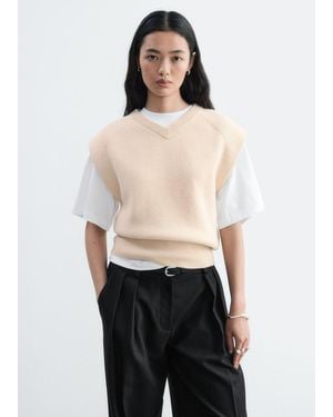 & Other Stories Wool-Cotton V-Neck Vest - White