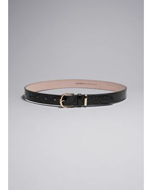 & Other Stories Croco Leather Belt - Grey