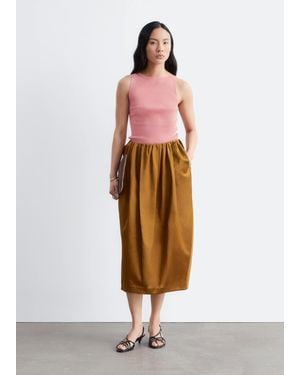 & Other Stories Sculpted Satin Midi Skirt - Brown