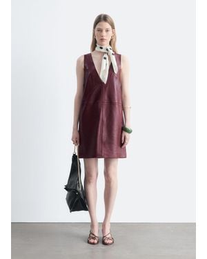 & Other Stories Raw-Edge Leather Dress - Red