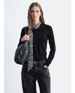 & Other Stories Silk Collar Wool Jumper - Blue