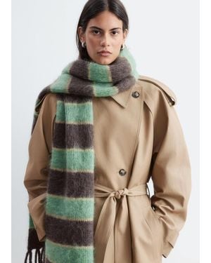 & Other Stories Mohair Wool Fringe Scarf - Green