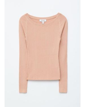 & Other Stories Boat-Neck Rib-Knit Top - White