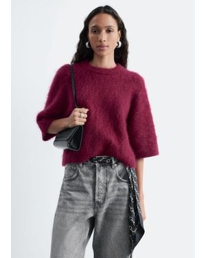 & Other Stories Mohair-Blend Knitted T-Shirt - Red