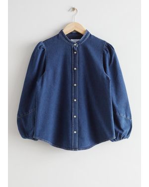 & Other Stories Puff Sleeve Denim Shirt - Blue