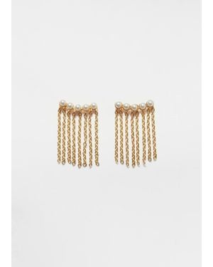 & Other Stories Beaded Chain-Pendant Earrings - White