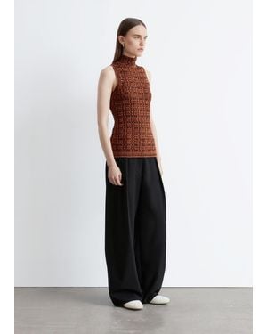 & Other Stories Knitted Sleeveless Turtleneck Top - Orange