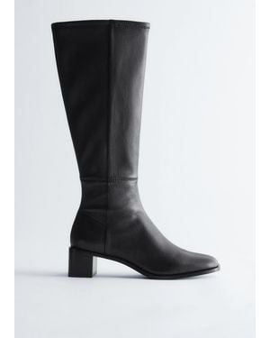 & Other Stories Knee-High Nappa Sock Boots - Grey