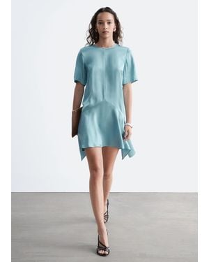 & Other Stories Handkerchief Hem Mini Dress - Blue