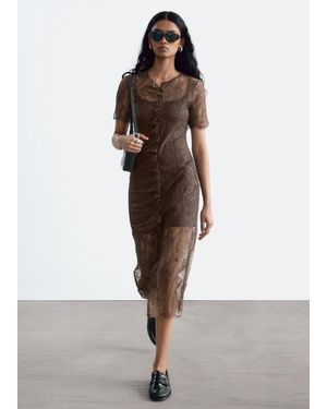 & Other Stories Scalloped Lace Dress - Brown