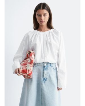 & Other Stories Gathered Cotton Blouse - White