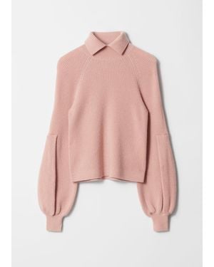 & Other Stories Collared Puff-Sleeve Jumper - Pink