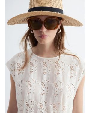 & Other Stories Grosgrain-Trimmed Raffia Straw Hat - White
