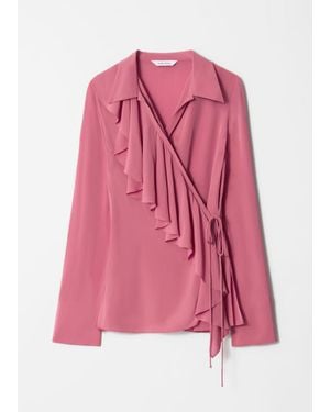 & Other Stories Ruffle Wrap Blouse - Pink