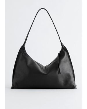 & Other Stories Leather Tote Bag - Black