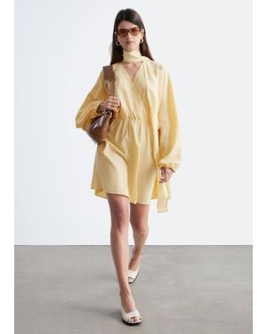 & Other Stories Scarf-Detail Wrap Mini Dress - White