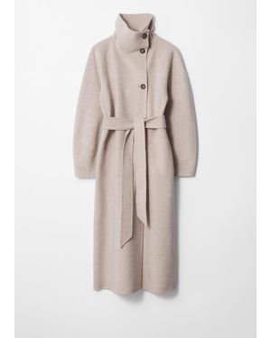 & Other Stories Funnel-Collar Wool Coat - Natural