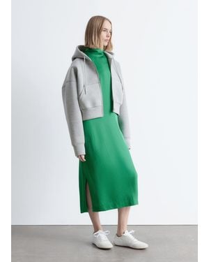 & Other Stories Cropped Scuba Zip-Up Hoodie - Green