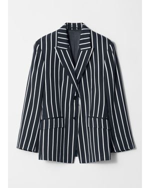 & Other Stories Tailored Wide-Shoulder Blazer - Blue