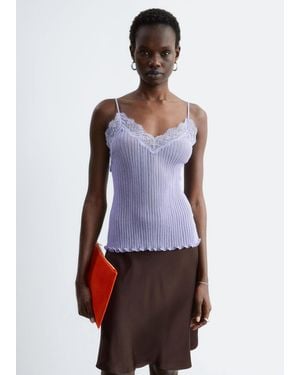 & Other Stories Rib-Knit Lace Camisole - Purple