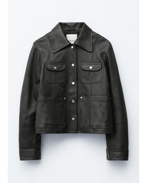 & Other Stories Patch-Pocket Leather Jacket - Black